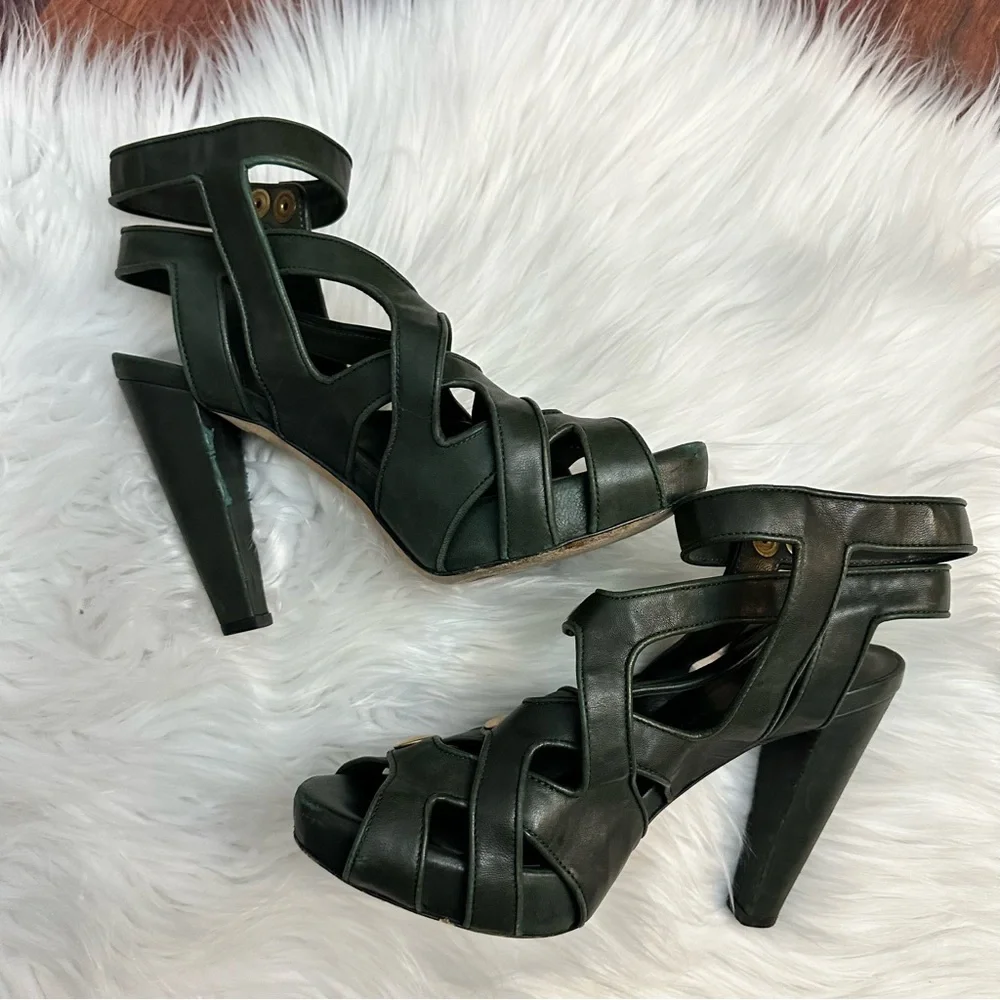 🪷5 for $25🪷  Loeffler Randall Kiera Strappy Platform Heels in Army Green